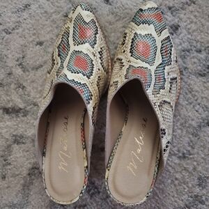Matisse Multicolor Snakeskin Pattern Mules